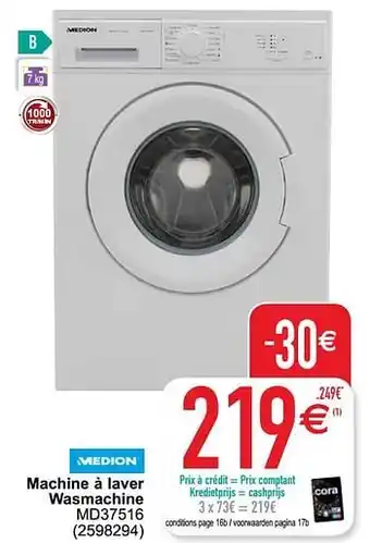 Cora Medion machine à laver wasmachine md37516 aanbieding