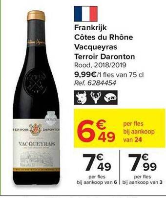 Frankrijk côtes du rhône vacqueyras terroir daronton rood 2018 2019