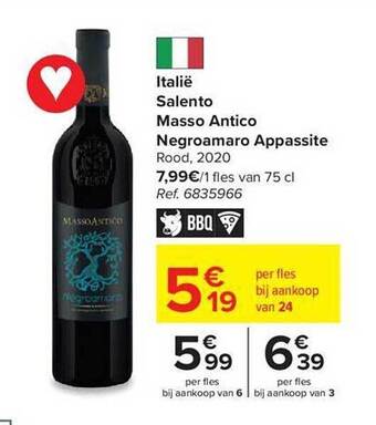 Carrefour Italië salento masso antico negroamaro appassite rood 2020 aanbieding
