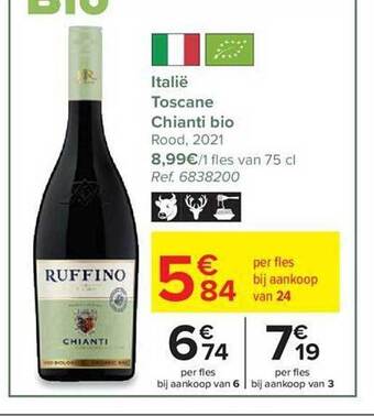 Carrefour Italië toscane chianti bio rood 2021 aanbieding