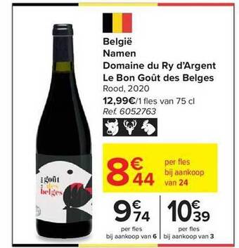 Carrefour België namen domaine du ry d'argent le bon goût des belges rood 2020 aanbieding
