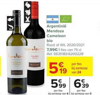 Carrefour Argentinië mendoza cameleon bio rood of wit 2020 2021 aanbieding