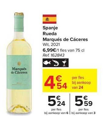 Carrefour Spanje rueda marqués de cáceres wit 2021 aanbieding