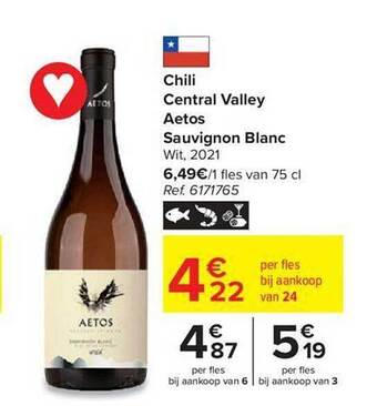 Carrefour Chili central valley aetos sauvignon blanc wit 2021 aanbieding