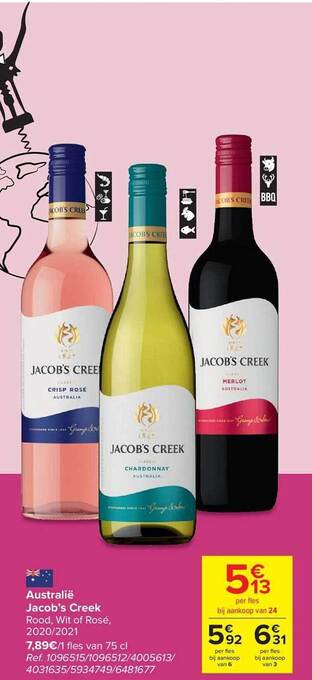 Australië jacob's creek rood wit of rosé 2020 2021