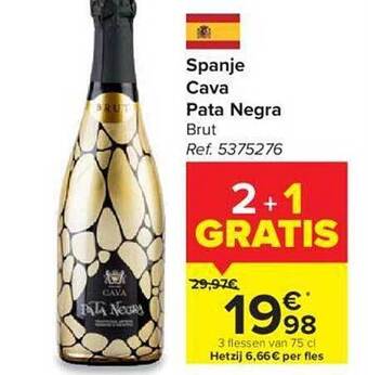 Carrefour Spanje cava pata negra brut aanbieding