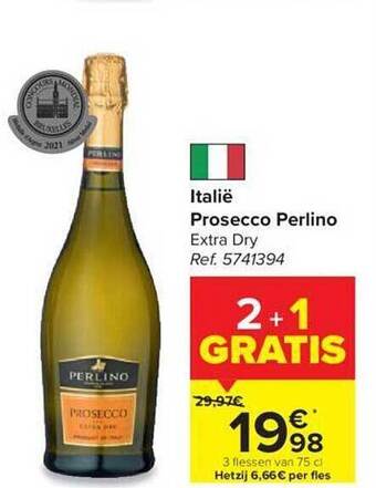 Carrefour Italië prosecco perlino extra dry aanbieding