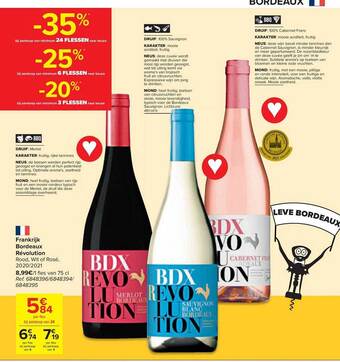 Carrefour Frankrijk bordeaux révolution rood wit of rosé 2020 2021 aanbieding