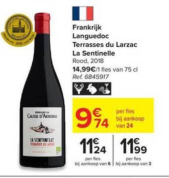 Carrefour Frankrijk languedoc terrasses du larzac la sentinelle rood 2018 aanbieding