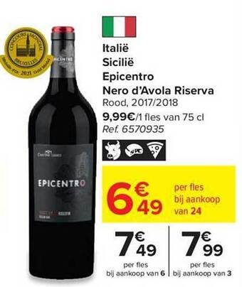 Carrefour Italië sicilië epicentro nero d'avola riserva rood 2017 2018 aanbieding