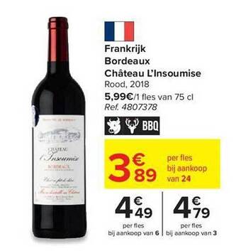 Carrefour Frankrijk bordeaux château l'insoumise rood 2018 aanbieding