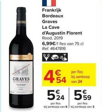 Carrefour Frankrijk bordeaux graves la cave d'augustin florent rood 2019 aanbieding