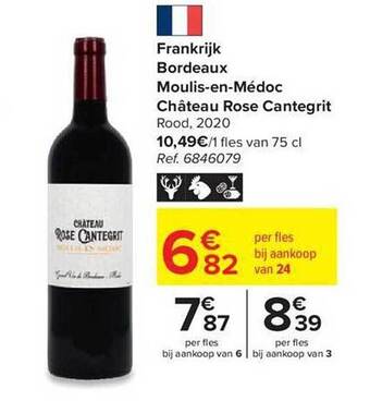 Carrefour Frankrijk bordeaux moulis-en-médoc château rose cantegrit rood 2020 aanbieding