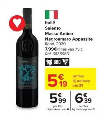 Carrefour Market Italië salento masso antico negroamaro appassite rood 2020 aanbieding