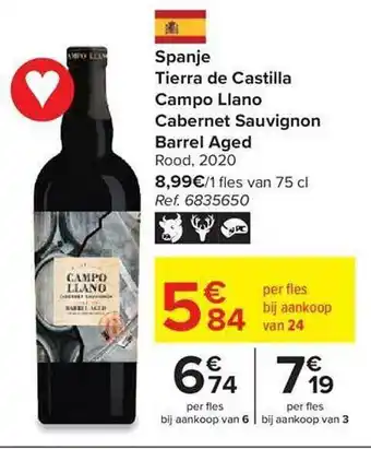 Spanje tierra de castilla campo llano cabernet sauvignon barrel aged rood 2020