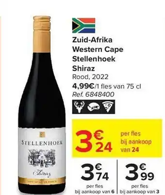 Carrefour Market Zuid-afrika western cape stellenhoek shiraz rood 2022 aanbieding