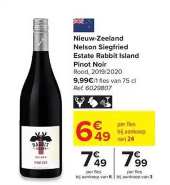 Nieuw-zeeland nelson siegfried estate rabbit island pinot noir rood 2019 2021