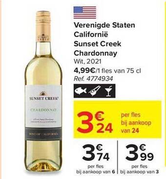 Verenigde staten californië sunset creek chardonnay wit 2021