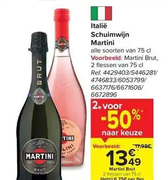 Carrefour Market Italië schuimwijn martini alle soorten van 75 cl aanbieding