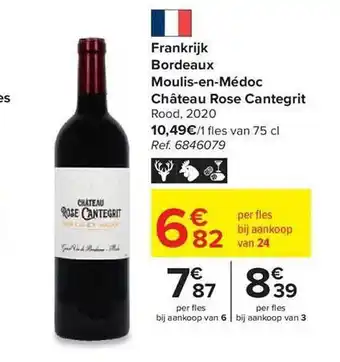 Carrefour Market Frankrijk bordeaux moulis-en-médoc château rose cantegrit rood 2020 aanbieding