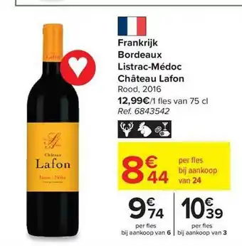 Carrefour Market Frankrijk bordeaux listrac-médoc château lafon rood 2016 aanbieding