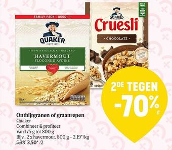 Delhaize Ontbijtgranen of graanrepen aanbieding