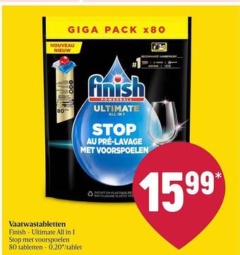 Delhaize Vaatwastabletten finish aanbieding