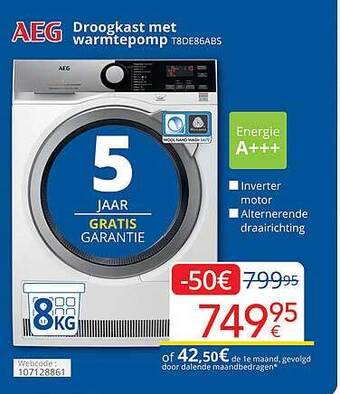 Eldi Aeg droogkast met warmtepomp aanbieding