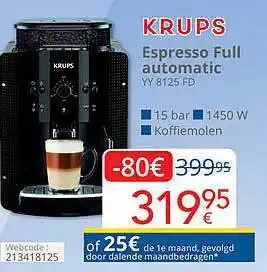 Eldi Krups espresso full automatic yy 8125 fd aanbieding