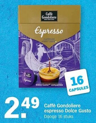 Albert Heijn Caffè gondoliere espresso dolce gusto aanbieding