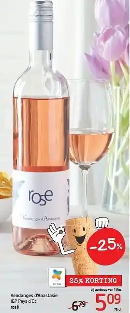 Spar Colruyt Vendanges d`anastasie igp pays d`oc rosé aanbieding