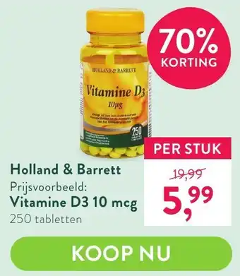 Holland & Barrett Vitamine d3 10mcg aanbieding