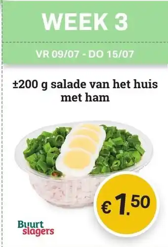 200g salade van het huis met ham