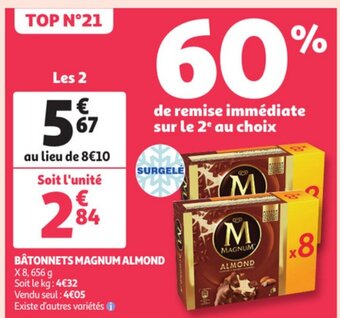 Auchan Batonnets Magnum Almond x8, 656g aanbieding