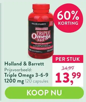 Holland & Barrett Triple Omega 3-6-9 1200mg aanbieding