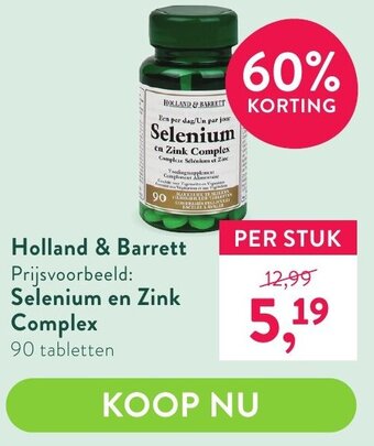 Holland & Barrett Selenium en zink complex aanbieding