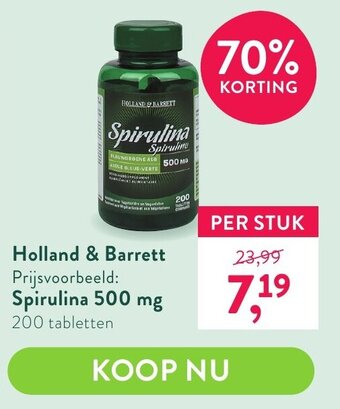 Holland & Barrett Spirulina 500 mg aanbieding