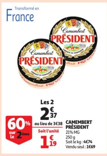 Auchan President Camembert 250G aanbieding