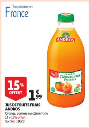 Auchan Andros Jus de fruits frais 1L aanbieding