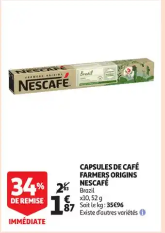Nescafe capsules de cafe farmers origins 52G
