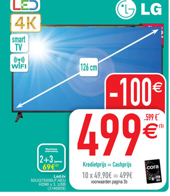 Cora Led-tv 50UQ75006LF AEU HDMI x 3, USB aanbieding