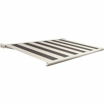 Brico Domasol zonnetent elektrisch met afstandsbediening ’Factor 20-C’ grijs/wit brede strepen 500 x 300 cm aanbieding