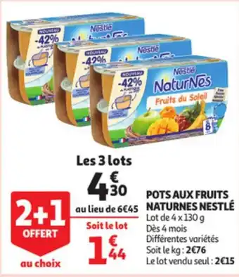 Auchan Nestle pots aux fruits naturnes 4x130G aanbieding