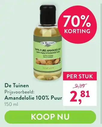 Holland & Barrett De tuinen amandelolie 100% puur 150 ml aanbieding