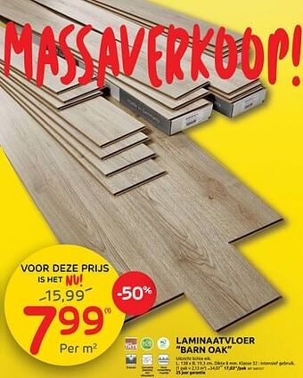 BricoPlanit Laminaatvloer barn oak aanbieding