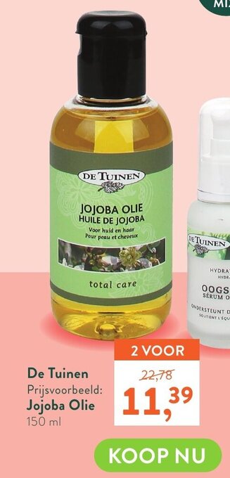 Holland & Barrett De tuinen jojoba olie 150 ml aanbieding