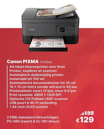 IT Resellers Canon Pixma TS7450a aanbieding