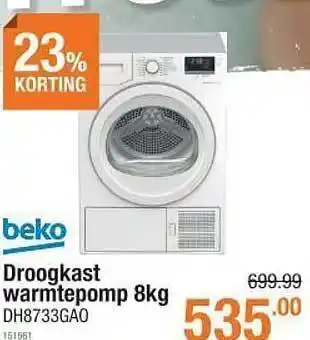 Cevo Droogkast warmtepomp 8kg beko aanbieding