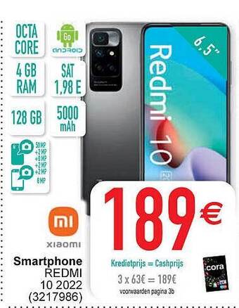 Cora Xiaomi smartphone redmi 10 2022 aanbieding