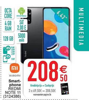 Cora Xiaomi smartphone redmi note 11 aanbieding